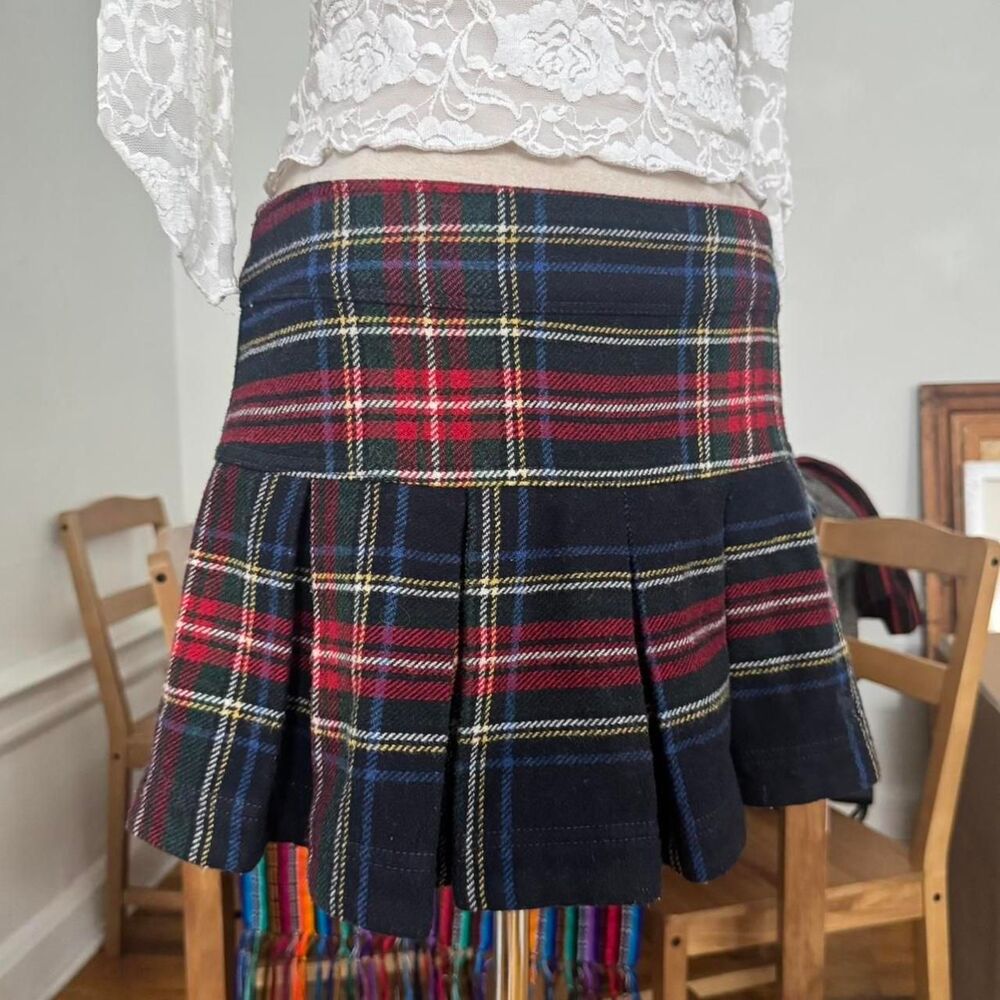 Vintage Abercrombie & Fitch Plaid Pleated Drop Waist Mini Skirt Y2K 2000s